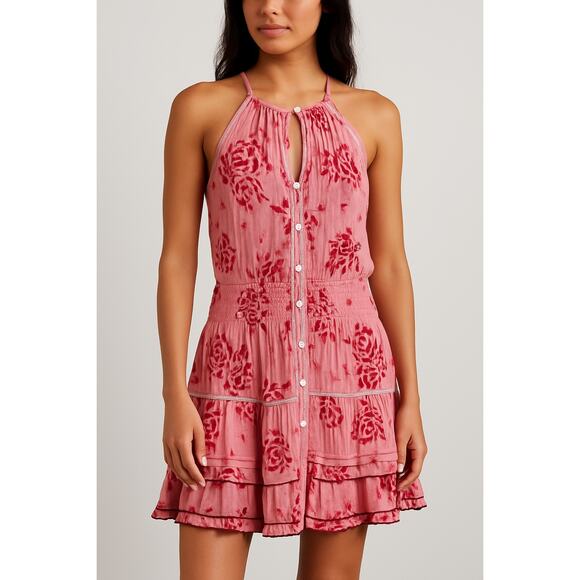 Poupette St. Barth Dresses & Skirts - Poupette St. Barth Pink Elodie Floral Roses Viscose Dress Size Small